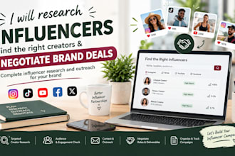 research and shortlist influencers contact and negotiate deals for your brand