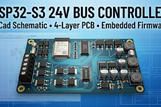 design esp32 s3 24v bus controller kicad schematic and 4 layer pcb and firmware
