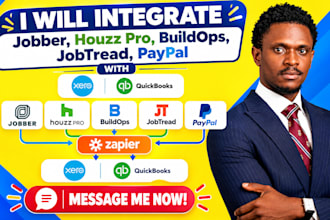 integrate jobber houzz pro buildops jobtread paypal with xero quickbooks zapier