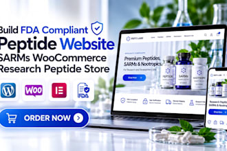 build fda compliant peptide website, sarms woocommerce research peptide store