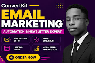 setup kit convertkit newsletter, landing page, email sequence and automation