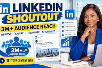 share shoutout repost your content or post link to 3m linkedin audience