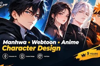 create manhwa character art, korean webtoon and anime character design