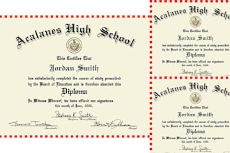 replica college diploma, high school certificate, university degree certificate