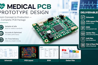 medical pcb prototype design with schematic, bom, gerber and production files
