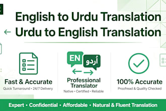 translate english to urdu and urdu to english professional