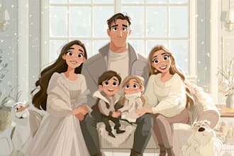 turn your family photo into a cartoon artwork