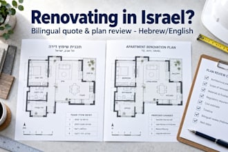 review your israel contractor quote and plans, hebrew or english