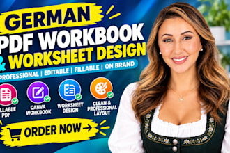 design a german fillable PDF workbook and worksheet