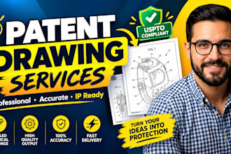 do patent drawing, patent illustration, utility patent illustrations for uspto