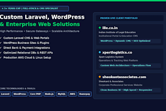 develop custom laravel web application, fix bugs, and build rest apis