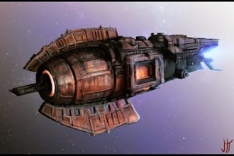 draw spaceship concept art or design a starship or scifi vehicle