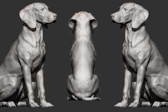 sculpt 3d dog model pet likeness stl file in zbrush 3d printable memorial statue