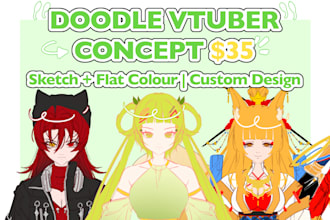 doodle vtuber concept sketch flat colour