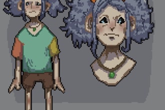 create pixel art character, 2d game art pixel icon and concept art