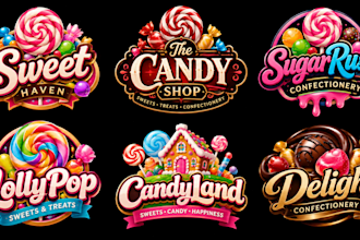 design a professional sweets, confectionery, candy shop, or food hard candy logo