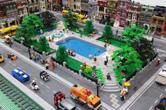 do 3d lego design, lego moc, lego car, lego house, 3d model with instruction