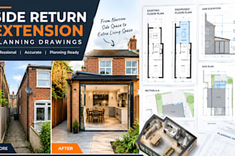 draw side return extension plans for planning permission