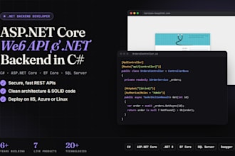 develop asp net core web api, dotnet backend and sql server applications