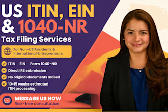 assist to get your individual itin or ein as irs caa and file 1040nr