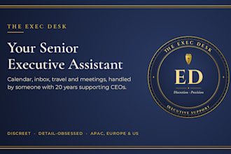 be your senior executive assistant for calendar, email and travel
