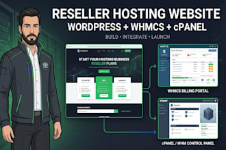 build a wordpress reseller hosting website with whmcs, cpanel whm