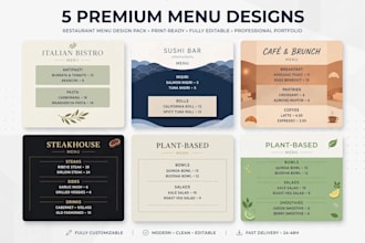 design luxury retro restaurant and chai cafe menu