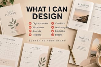 design a beautiful digital planner workbook or printable in canva