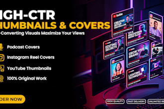 design high CTR youtube thumbnails and instagram covers