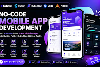 build bubble io no code app flutter glide adalo flutterflow mobile app developer
