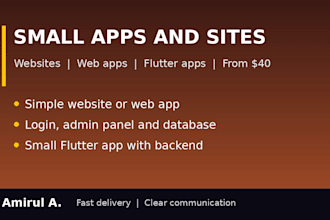 build a small website, web app or flutter app on a budget