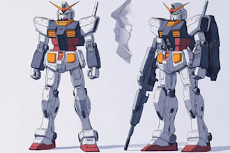draw mecha, robot, cyborg, cyberpunk , gundam character