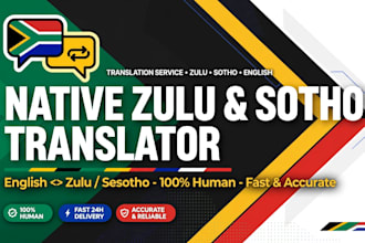 translate english to zulu and sotho and do content writing