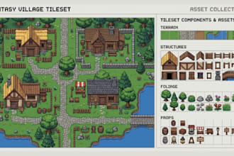 create pixel art tileset, game assets, tilemap, rpg maker and 2d game art