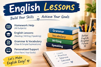 teach spoken english, grammar, interview preparation and help in schoolhomework