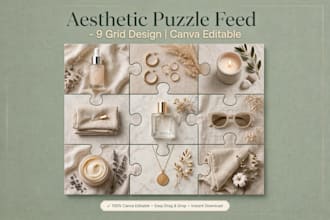 design aesthetic 9 grid puzzle feed for instagram in canva