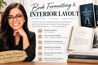 format your book, design book interior layout and prepare KDP paperback ebook