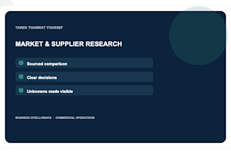 research your market, competitors or suppliers