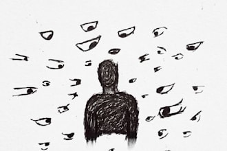 draw custom dark emotional line art portraits