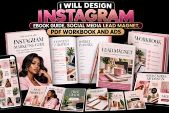 do instagram ebook guide, social media post ads book, PDF lead magnet workbook