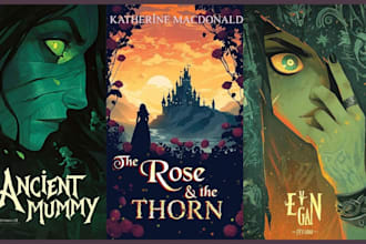 do fantasy book cover illustration, character design for amazon kpd, paperback
