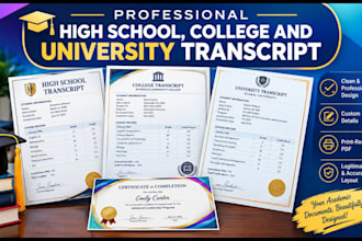professionally design high school transcript, college and university transcript