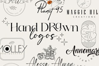 design a luxurious hand drawn boho logo for coaches and small businesses