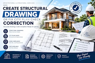 l create structural drawing or fix city plan check correction