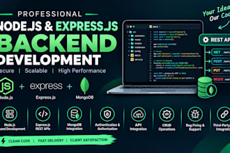 develop a node js express rest API and backend