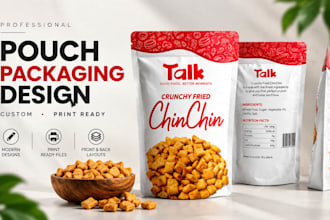 design premium pouch, food packaging, product label and  pouch packaging
