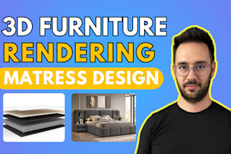 do 3d furniture rendering, mattress, chair that matches your products