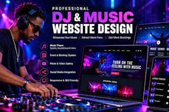 design dj website, music artist website, music website, event booking website