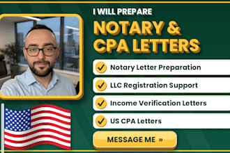 prepare notary letter llc registration income verification write US CPA letter