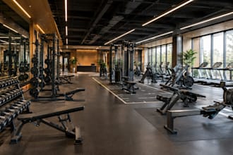 design a 3d gym fitness centre and workout space